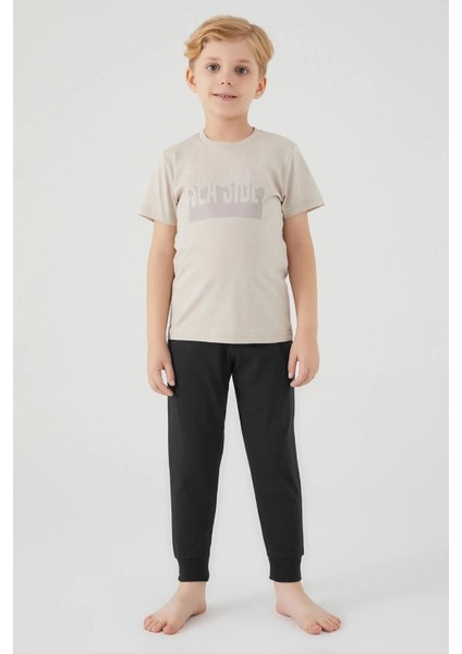 Kısa Kol Pamuklu Erkek Çocuk Pijama Takım 3039
