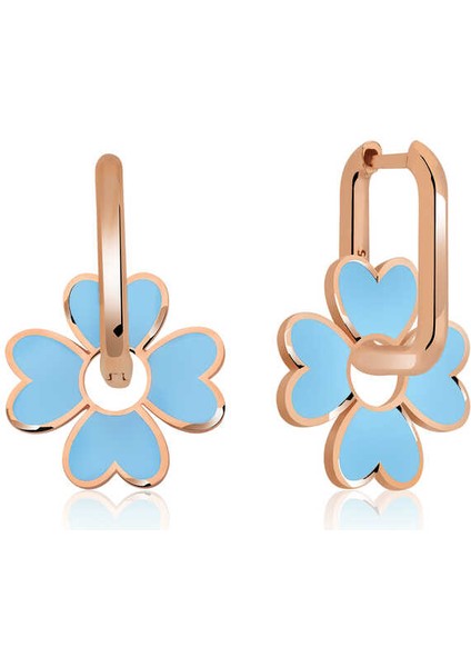 ​Gümüş Fosforlu Mavi Yonca Küpe