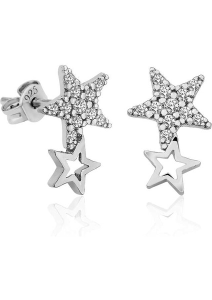 Gümüş Yıldız Kayması Bayan Küpe