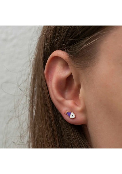 Gümüş Mor Balık Küpe fırsatları