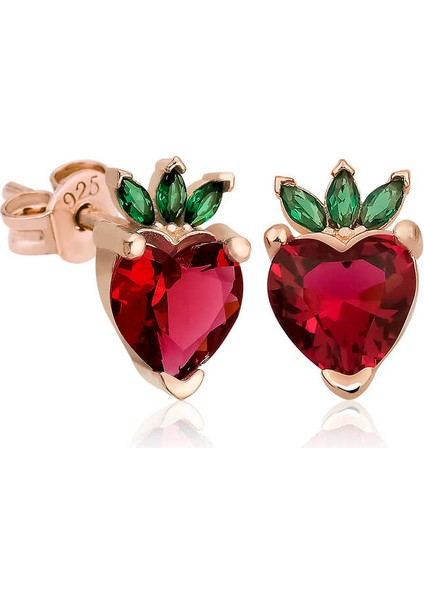 ​Gümüş Çilek Figür Meyve Çivi Küpe