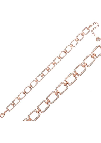 Gümüş Kare Taşlı Bayan Bileklik