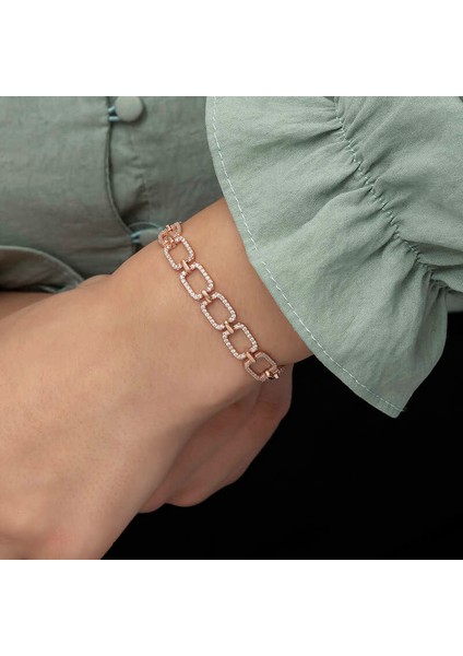 Gümüş Kare Taşlı Bayan Bileklik indirimleri