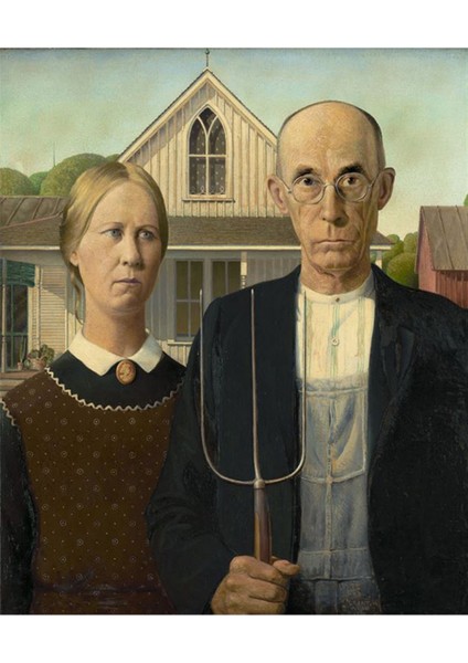 Grant Wood - Amerikan Gotiği PixArt Sanat Elmas Mozaik Tablo Diamond Türkiye 40*60