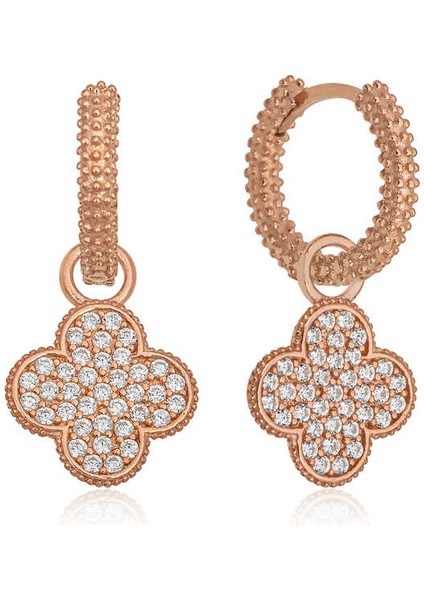 Gümüş Halka Yonca Bayan Küpe