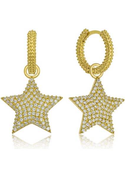 Gümüş Halka Yıldız Bayan Küpe