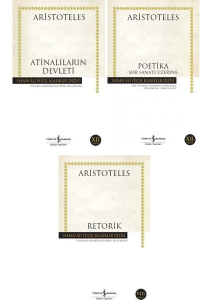 Atinalıların Devleti - Poetika Şiir Sanatı Üzerine - Retorik - Aristoteles - 3 Kitap Set