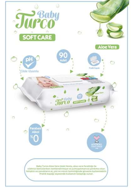 Softcare Aloe Vera Islak Bebek mendili 90 Yaprak indirimleri