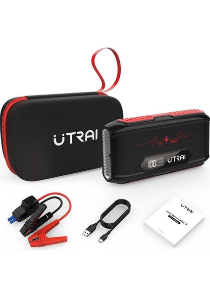 Jstar 3 20000MAH 1600A Jump Starter LCD Ekranlı Taşınabilir Akü Takviye Cihazı ( Çanta + Powerbank + LED Lamba)