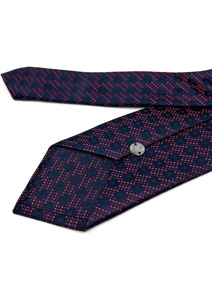 Lacivert Motif Desen Mendilli Klasik Kravat KK11580