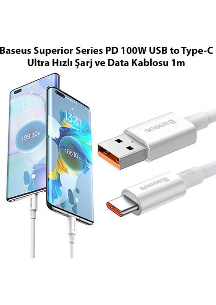 Superior Series Pd 100W USB To Type-C Ultra Hızlı Şarj ve Data Kablosu 1m