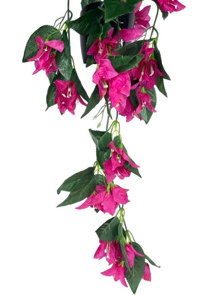 Yapay Çiçek Saksıda Sarkan Begonvil Fuşya 3 Dal Bodrum Çiçeği 60*23CM
