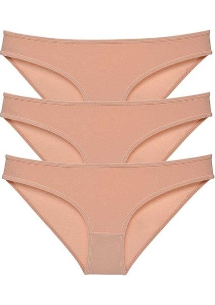 3 adet Süper Eko Set Likralı Kadın Slip Külot Ten