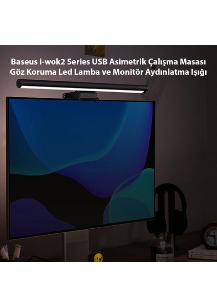 I-Wok2 Series USB Asimetrik Çalışma Masası Göz Koruma LED Lamba ve Monitör Aydınlatma Işığı