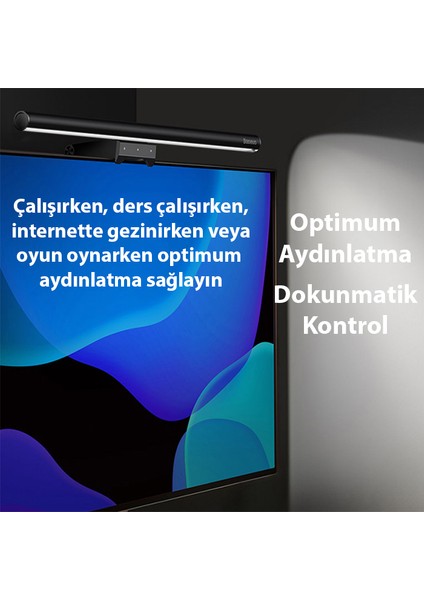 I-Wok2 Series USB Asimetrik Çalışma Masası Göz Koruma LED Lamba ve Monitör Aydınlatma Işığı