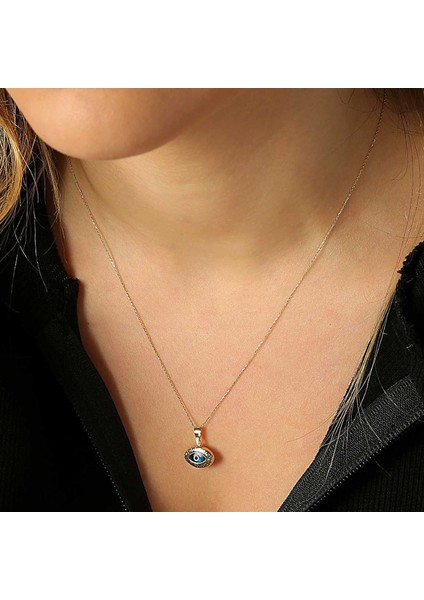 Kadın 14 Ayar Altın Nazar Göz Kolye fiyatları