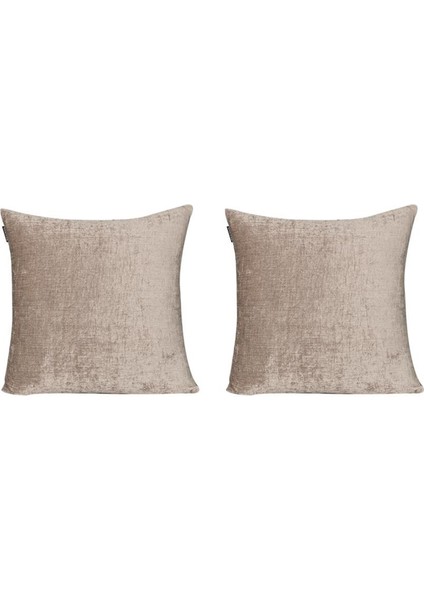 2'lı Kadife Şönil Kırlent Kılıfı Krem Kahve modelleri