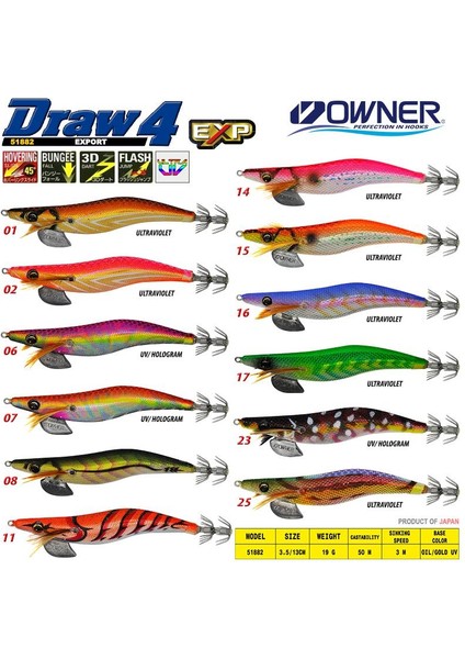 51882 Draw Squid Ed-3,5 - Uv Orange Gold