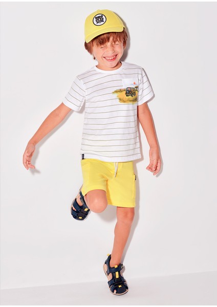 Erkek Çocuk Baskılı T-Shirt Şort Takım Sarı 3675