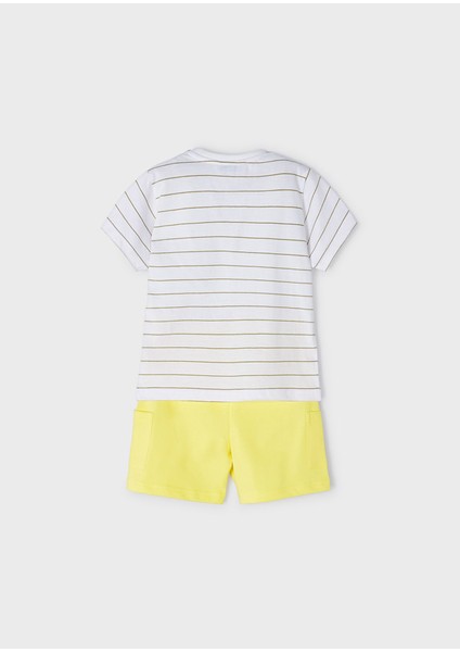 Erkek Çocuk Baskılı T-Shirt Şort Takım Sarı 3675 fırsatları