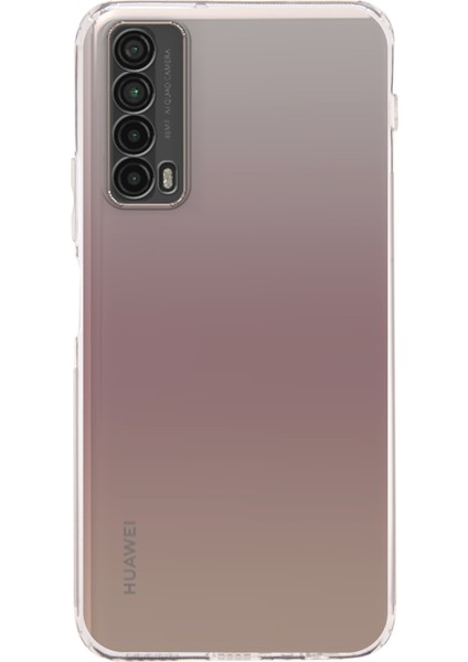 Caseworld Huawei P Smart 2021 ile Uyumlu Kapak Kamera Korumalı Tıpalı Silikon Şeffaf Kılıf