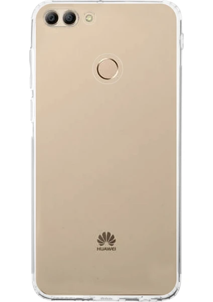 Caseworld Huawei Y9 2018 ile Uyumlu Kapak Kamera Korumalı Tıpalı Silikon Şeffaf Kılıf