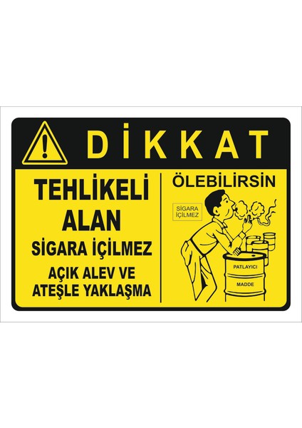 Tehlikeli Alan Sigara Içilmez Açık Alev ve Ateşle Yaklaşma Levhası