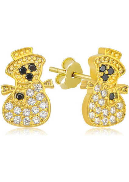 Gümüş Gold Kardan Adam Kadın Küpe