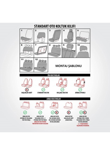 Nissan Primera Uyumlu Koltuk Kılıfı Samma - Kırmızı