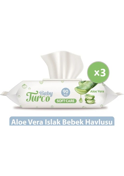 Baby Turco Softcare Aloe Vera Islak Bebek Havlusu 3 x 90 Yaprak