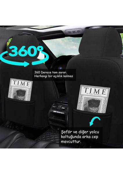 Hyundai I30 Uyumlu Koltuk Kılıfı Samma - Siyah