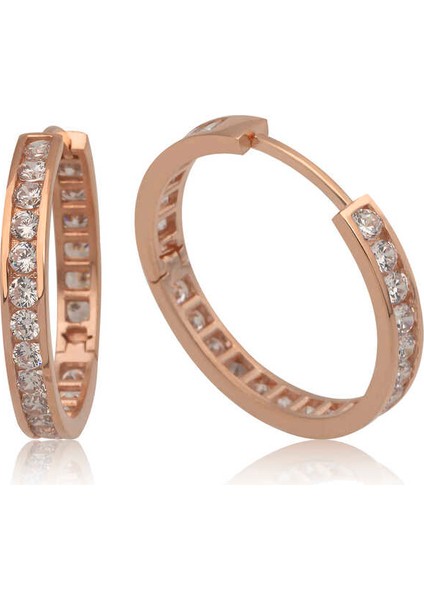 Gümüş Zirkon Taşlı Halka Kadın Küpe