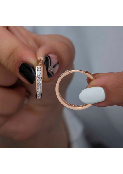 Gümüş Zirkon Taşlı Halka Kadın Küpe fiyatları