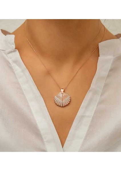 Gümüş Rose Kişiye Özel Istiridye Kadın Kolye modelleri