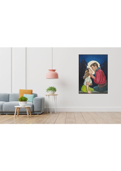 Dolunayda Romantik Cift 40 x 60 Elmas Mozaik Tablo