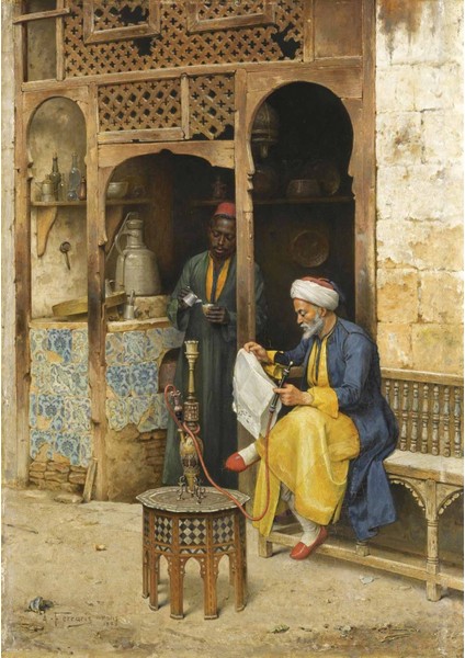 Arthur Von Ferraris Kahvehane Kahire 40 x 60 Elmas Mozaik Tablo