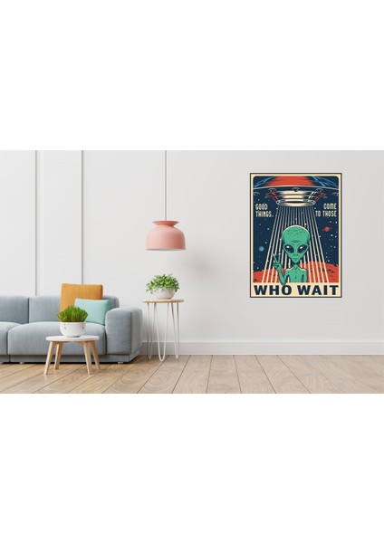 Uzayli Retro Poster 40 x 60 Elmas Mozaik Tablo