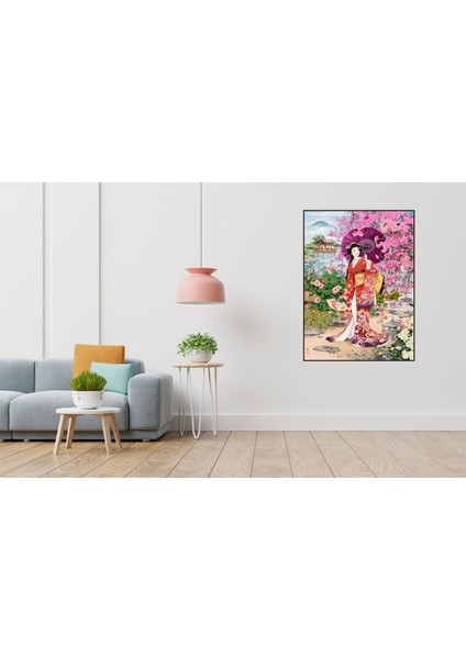 Semsiyeli Japon Kiz 40 x 60 Elmas Mozaik Tablo