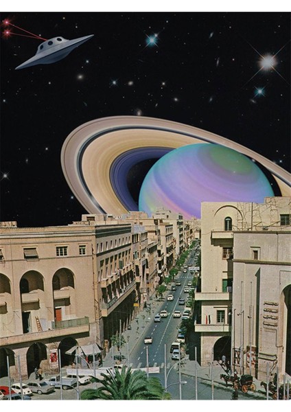 Saturn Ve Cadde 45 x 60 Elmas Mozaik Tablo