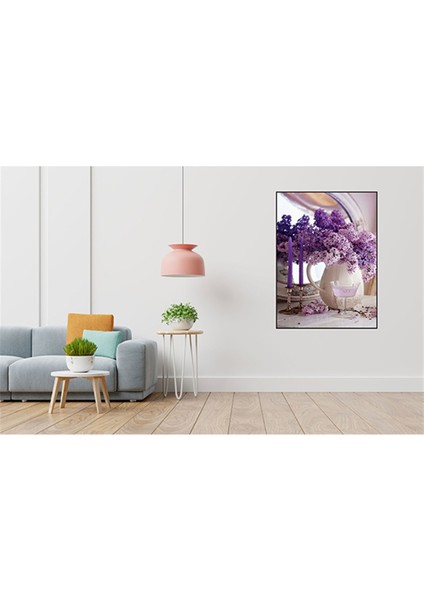Mor Mum Ve Mor Sumbuller 45 x 60 Elmas Mozaik Tablo