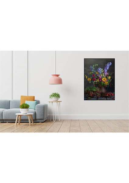 Vazoda Cicek Ve Cilekler 36 x 71 Elmas Mozaik Tablo