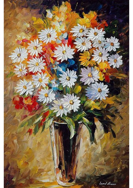Vazoda Papatyalar 40 x 60 Elmas Mozaik Tablo