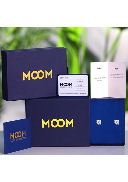 Kadın 14 Ayar Altın Küpe Minimalist Zirkon Taşlı Modern Vidalı Altın Küpe 15 mm