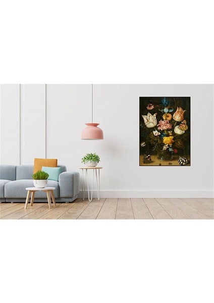 Ambrosius Bosschaert The Elder Cam Vazoda Cicek Buketi 46 x 64 Elmas Mozaik Tablo