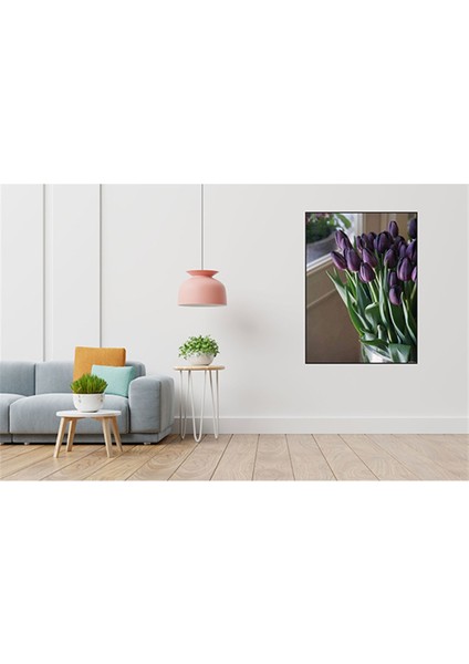 Mor Lale Buketi 40 x 50 Elmas Mozaik Tablo