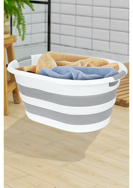 Mega Katlanabilir Silikon Çamaşır Sepeti - Katlanır Akordiyon Sepet Çamaşır Selesi