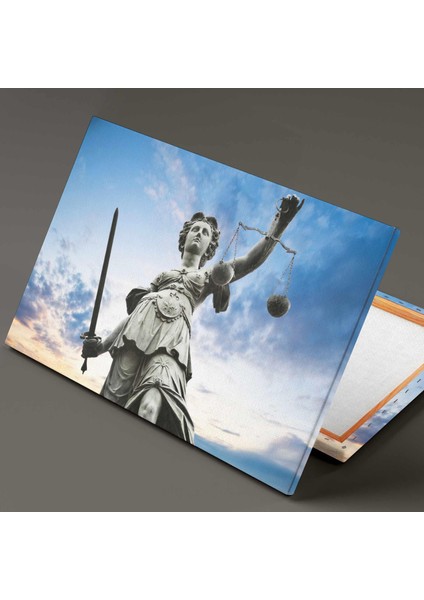 Gökyüzü Themis Heykeli Hukuk Bürosu Dekorasyon Kanvas Tablo fiyatları
