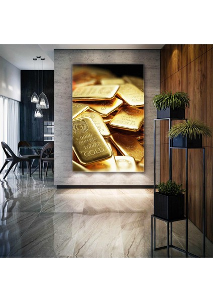 Altın Külçeleri Gold Kuyumcu Dekor Kanvas Tablo