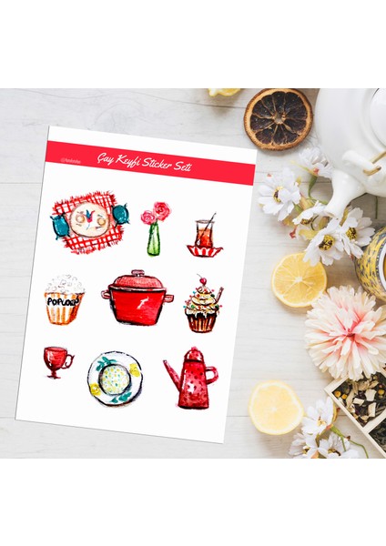 Çay Keyfi Sticker Seti Vintage Temalı 2 sayfa