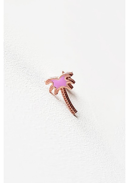 İthal Tekli Mineli Lila Palm Gümüş Küpe Piercing